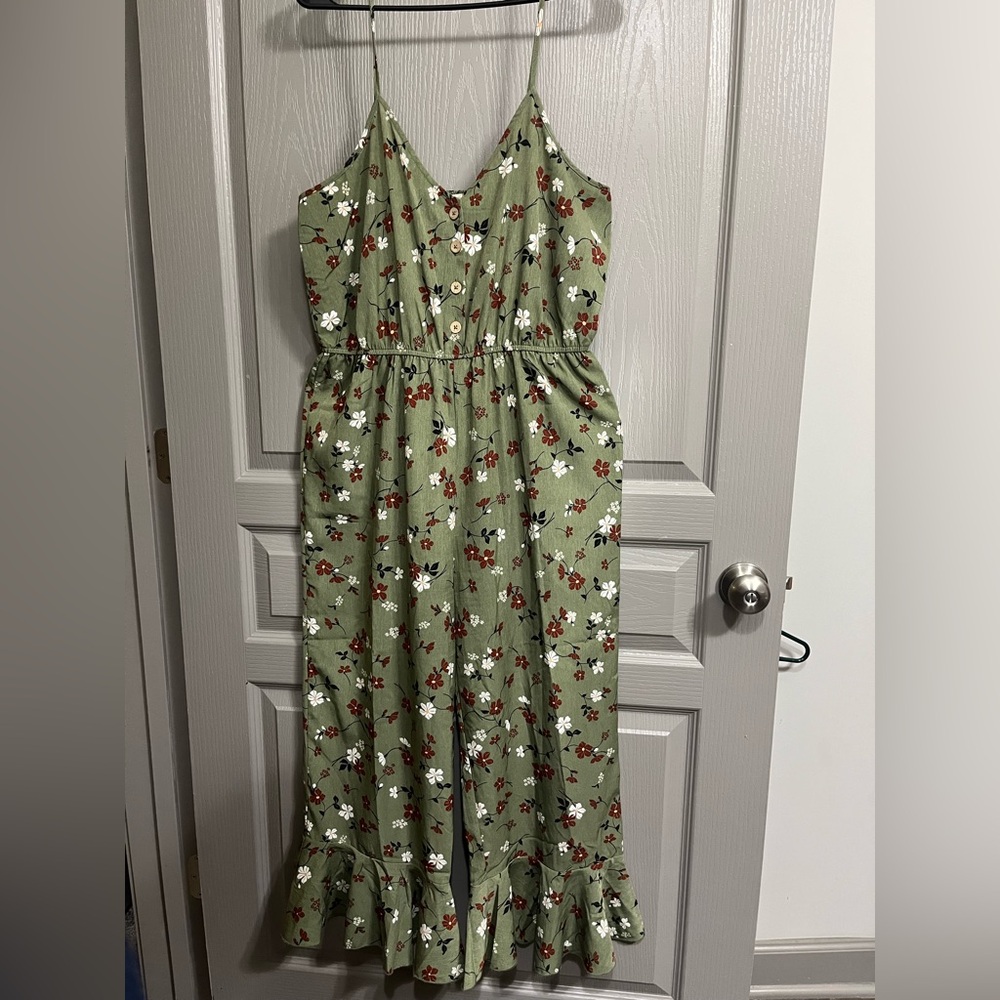 Inspired Hearts Green Floral Jumpsuit